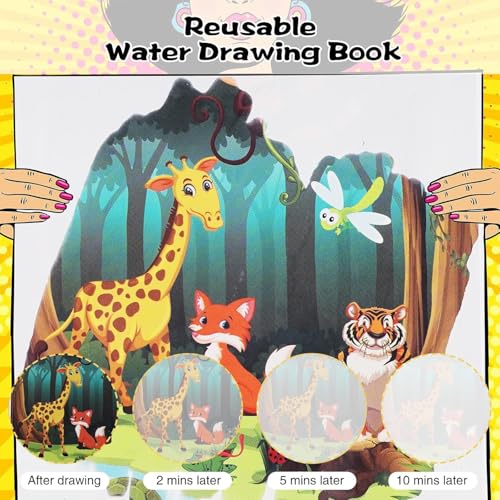 Image of 4pcs Reusable Magic Water Book for Kids 2-5years - Drawing Coloring Books for Kids - Magic Water Pen - Age 2-5 Years