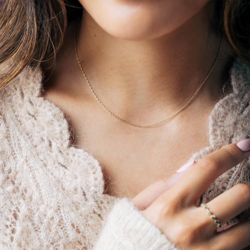 14K Gold Chain Necklace Dainty 1.8mm Thin Rope Link Chain Necklace for Women Men Hypoallergenic Non-Tarnish 16-24 Inch4