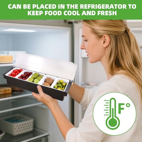 WEELOO Compartment Condiment Detachable Container with Lid, Detachable Pizza Toppings Condiment Dispenser Seasoning Box Fruit Box, Multifunctional Tray Dispenser Reusable Supply Container - Image 5