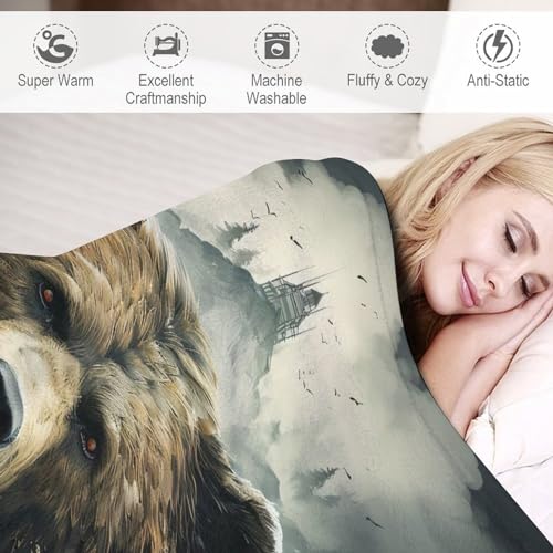 Ours couverture polaire plaid lit flannel moelleuse 150x200