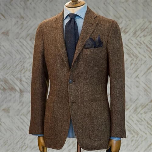 Men's Blazer Prom Tuxedos Herringbone Wool Tweed Single Breasted Formal Bussiness Jacket for Wedding2