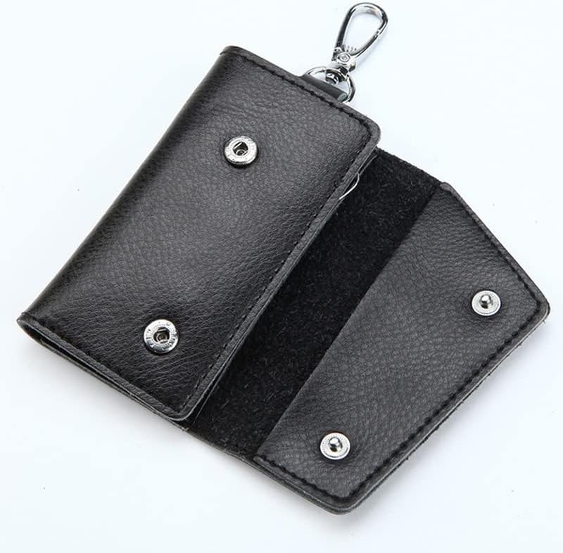 Leather Keychain Men Women Key Holder Organizer Pouch Cow Split Wallet Housekeeper Key Case Mini Card Bag