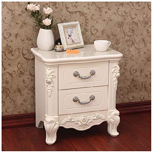 DCC Mesita de Noche, Armario de cabecera de Madera Maciza Simple Armario Blanco de Marfil de imitación de mármol 45CM * 32CM * 48CM (Color : La Plata)