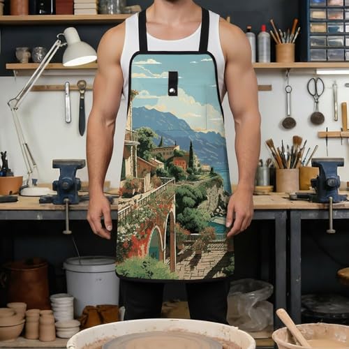 Delantal de trabajo Mediterranean Summer con bolsillos ajustable miniatura 4