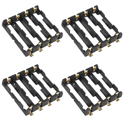 ACEIRMC 4pcs 18650 Battery Holder 4 Slot 3.7V 18650 Battery Clip Holder Box Storage Case with Soldering Pin Copper Contacts for 18650 DIY Charging Power Supply, Electronics Accessories (4Slots)