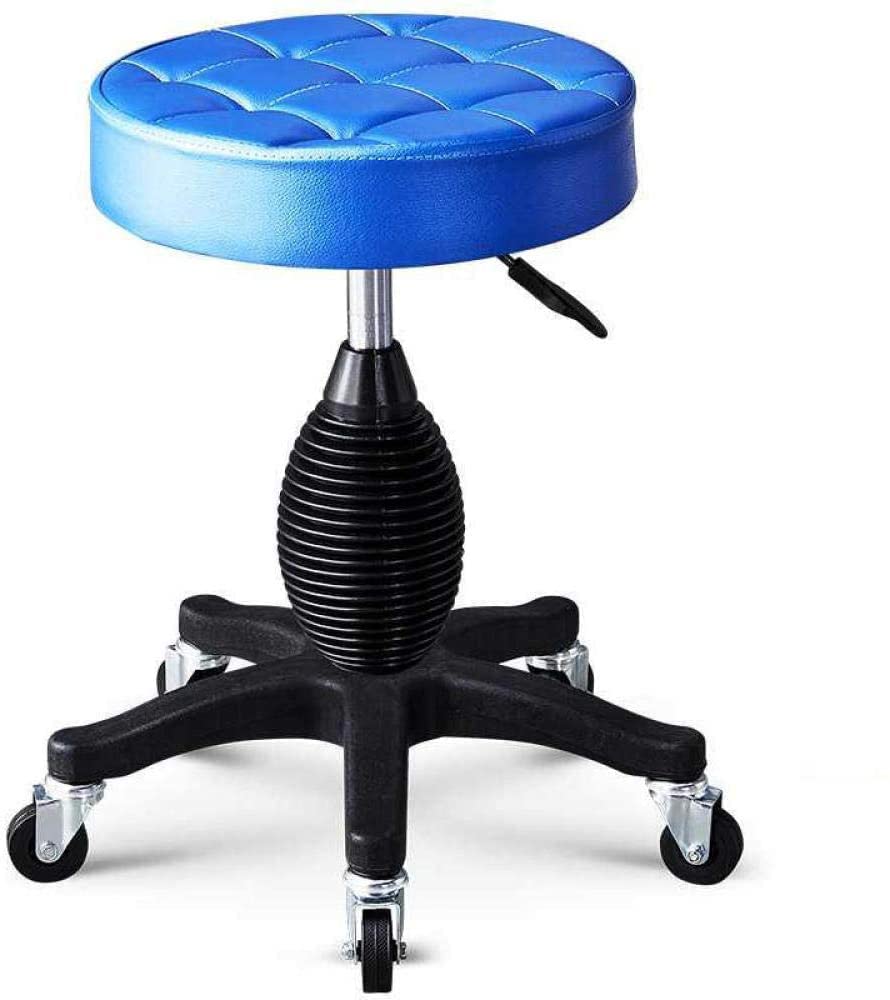 Taburete giratorio Silla con silla de montar inclinable ajustable en altura con ruedas, Taburete de laboratorio con asiento de cuero sintético de PU gris, Altura ajustable 45-55 cm, Peso soportado 160