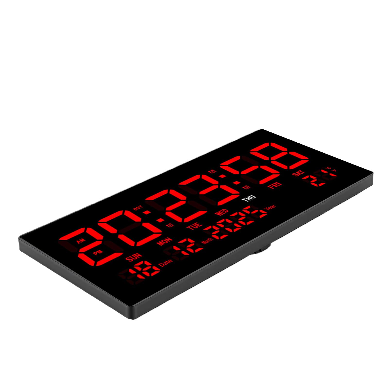 LICAEVEY LED-Digital-Wanduhr mit Kalender, Großes Display, Digitaluhr Zum Einstecken für Wohnzimmer, Klassenzimmer, Geräuschlose Wanduhr mit Temperatur, Einstellbare Helligkeit
