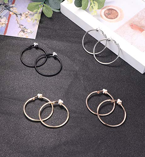 JOERICA Clip On Hoop Earrings for Women Silver Tone Gold Tone Rose Gold Tone Black Unpierced Hoop Earrings Non-pierced4