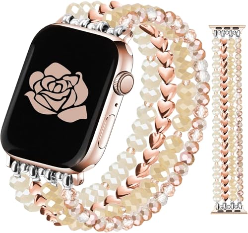 Bracelet à perles pour femme iWatch 10-1 extensible fait main