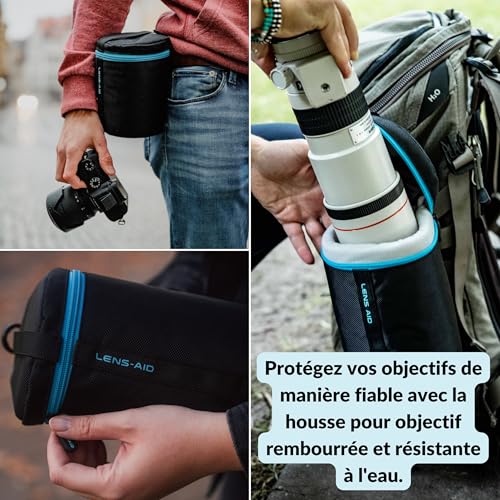 Housses pour objectifs rembourrées avec zip et passant ceinture