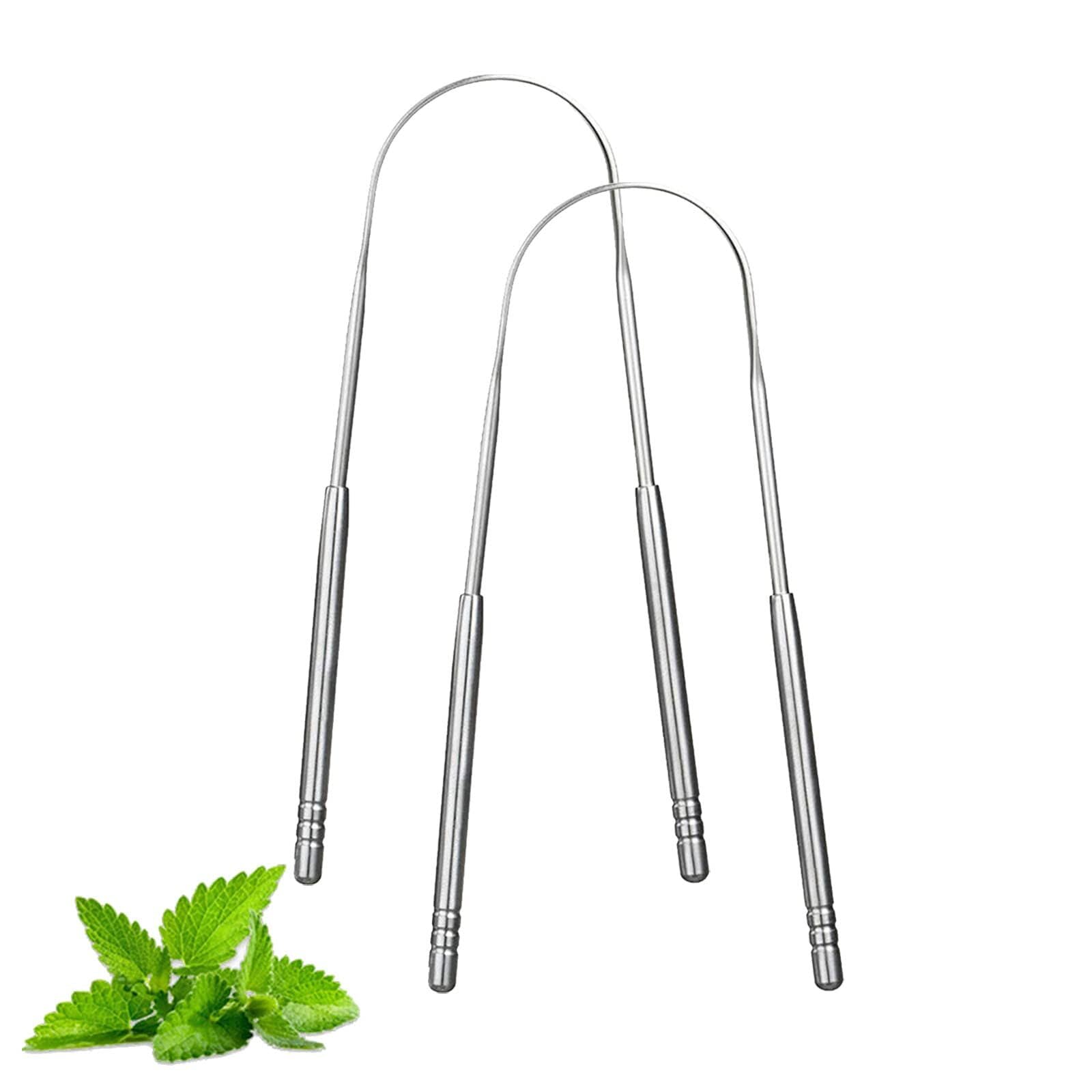 Tongue Scraper, Stainless Steel Tongue Cleaners, BPA Free Fresher Tongue Tools, Healthy Oral Hygiene Brushes, Medical Grade Reusable Stainless Steel, Eliminate Bad Breath,Easy To Use