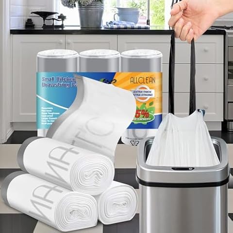 Trash Bags 10 Gallon,Tall Kitchen Bags, Drawstring Garbage Bags, Recyclable Strong Independent Fresh Trash Bags, Unscented Clear Garbage for Kitchen, Bathroom,Toilet, Office Cover