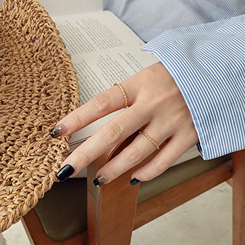 Lantine Thin Twist Ring 925 Sterling Silver Braided Infinity Twisted Stacking Pinky Knuckle Thumb Middle Finger Wedding Ring Band Size 2.5-8.53