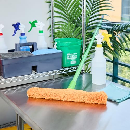 Image of Restaurantware-Clean Tek Professional Window Washer Strip, 1 Window Scrubber with T-Bar Handle - Machine Washable, No-Streak Cleaning, Orange Microfiber Washer for Glass Door, Home Or Commercial Use