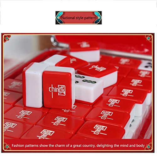 Mahjong chino Guofeng con 144 fichas y accesorios miniatura 5