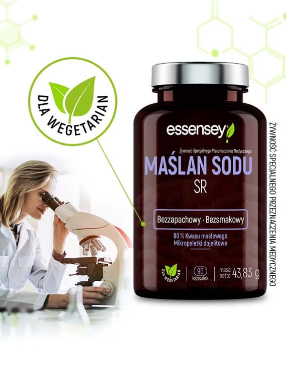 ESSENSEY MAŚLAN SODU SR 80% Kwas Masłowy Zdrowe Jelita Trawienie Stany Zapalne IBS [ 90 kapsułek ]