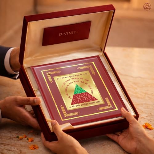 Image of DIVINITI Siddh Energised Vahan Durghatna Yantra | 24k Gold Plated Foil Travel Protection Vastu Frame for Home, Office & Puja Room | Spiritual Yantra for Safety, Protection & Peace of Mind (12 X 11 CM)