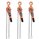Orangefarbener Kettenzug, Ratschenhebel, Riemenscheibe, 3 Meter Hoch, Haken aus Legiertem Stahl, Komfortable Griffabdeckung, 750 Kg Hubgewicht