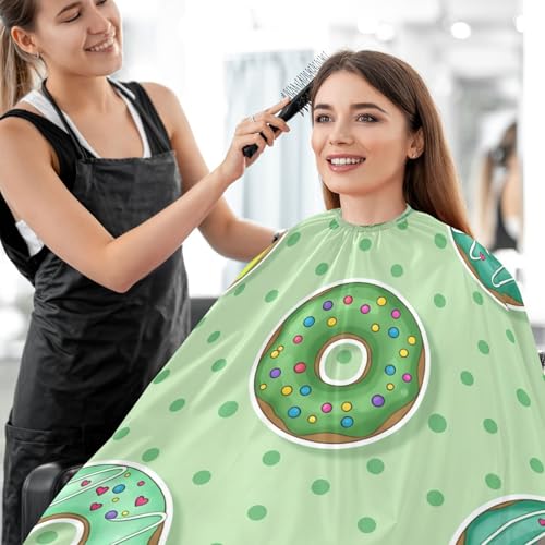 Capa impermeable profesional para corte de cabello verde con cierre ajustable miniatura 7