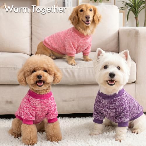 Image of 3 Pack Dog Sweaters for Small Dogs Girl Boy Winter Fleece Clothes Warm Soft Dog Sweatshirt Outfit for Dogs Cats Pet Apparel
