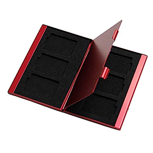 PCTC 6 Slots Aluminum SD Card Case SD Card Holder Storage Case for DSLR Camera Nikon Canon Samsung Hold 6X Sd Card