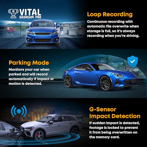 Vital Dash Camera Pro 2026 Dashcam Front and Rear Camera for Cars Dual Car Camera with Night Vision, G-Sensor 24/7 Parking Surveillance, Loop Recording, Wide Angle Easy Setup Vital Dash Cam Pro FHD by FREEZE2TRIM - Image 2