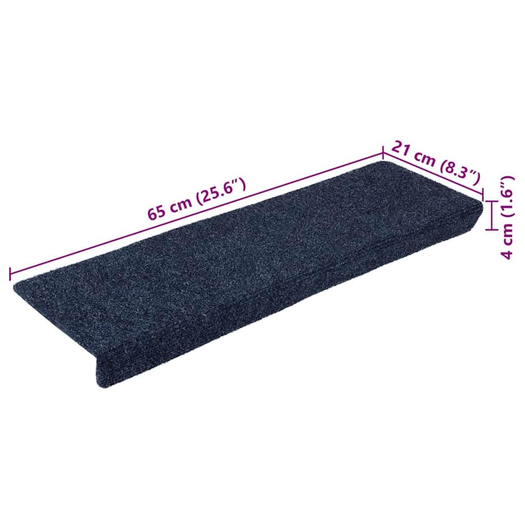 Stufenmatten Selbstklebend 10 Stück 65x21x4 cm Anthrazit Rechteckiger Rand Treppenstufen Matten, Teppich Innen für Treppen, rutschfest Stufenmatten Treppenteppich