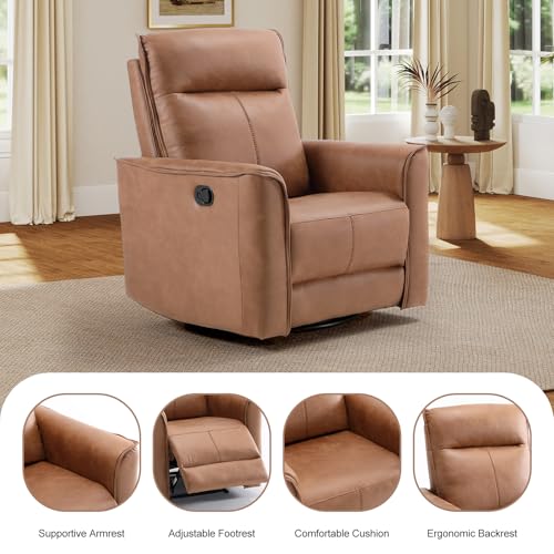 Sillón reclinable giratorio con tapizado marrón miniatura 3