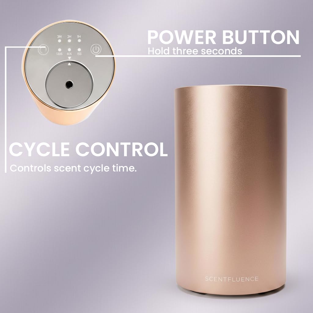Difusor de aceite dorado – Difusor de aroma cromado de lujo sin agua para el hogar y la oficina – 450 pies cuadrados, máquina difusora de aroma USB inalámbrica portátil recargable