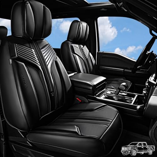 Image of CAR PASS Nappa Leather Seat Covers, Breathable Waterproof Car Seat Covers Full Set, Luxury 3D Sponge Support Full Coverage Seat Protector, Universal Fit SUV Pick-up Truck Sedan Automotive(All Black)