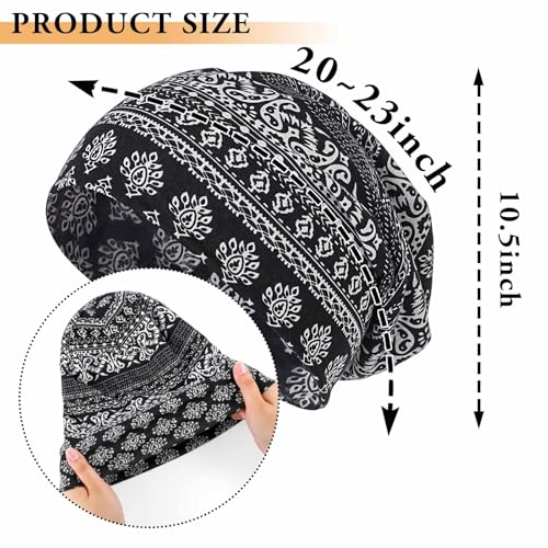 Image of Bohend Bohemian Beanie Hats Headwear Cap Stretch Non Slip Bandanas Sleep Turbans Hats for Women Men Close top Head Covering