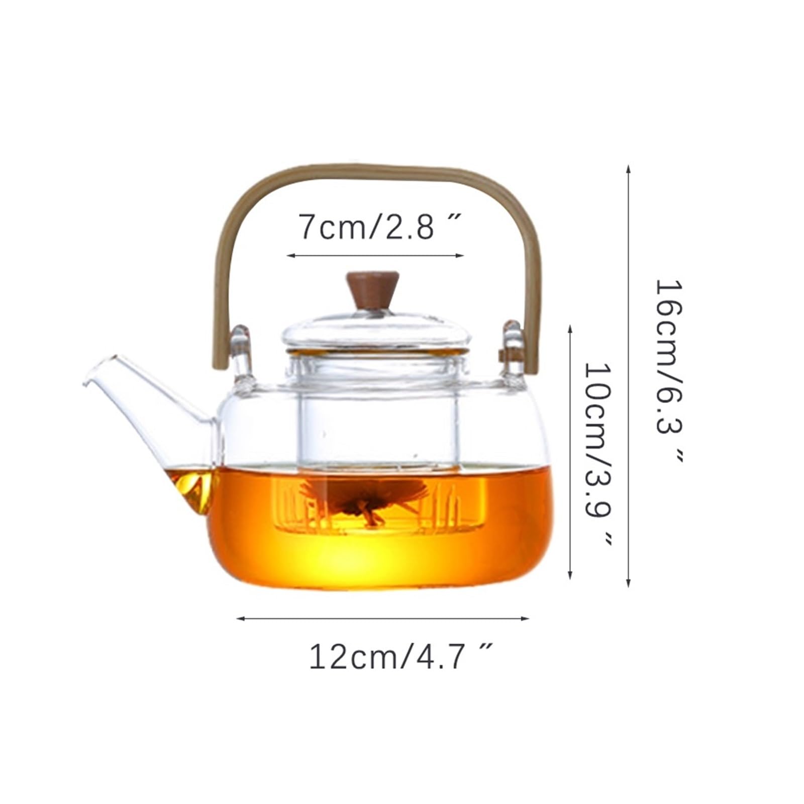 Teekessel Hitzebeständige Glas-Teekanne, klare Teekanne mit Teesieb for Blumen-Chinesen Kaffeekanne