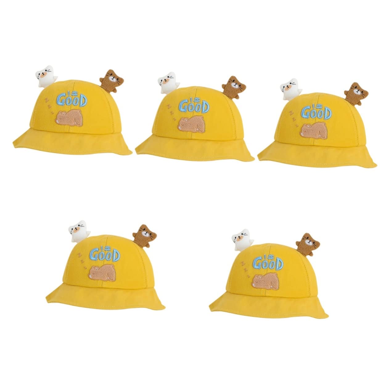 KOMBIUDA 5stücke Cartoon Bär Hut Für Mädchen Breiter Sonnenschutz Bucket Hat Für Jungen Und Mädchen Für Strand Camping Und Outdoor-aktivitäten Und Leicht Uv-Schutz