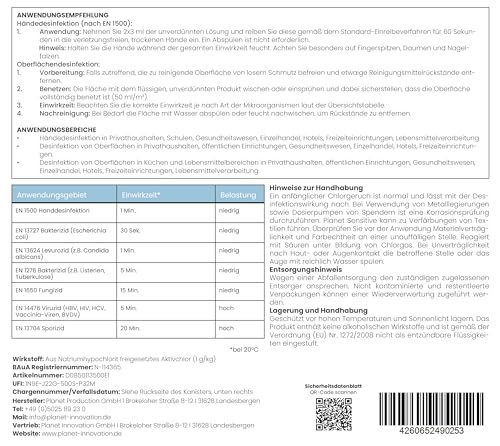Planet Sensitive® - 5L alkoholfreies Desinfektionsmittel für Flächen, Oberflächen, Hände & Haut | Wirksam gegen Bakterien, Viren, Pilze, Sporen, Schimmel & entfernt Gerüche | Basisch | Kanister
