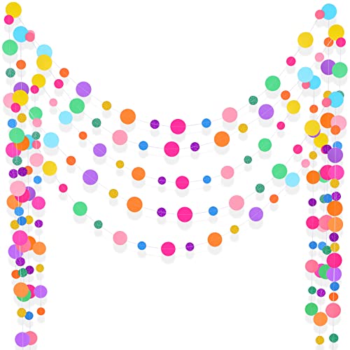 Outus 5 Pieces Colorful Dots Paper Garland Round Glitter Garland ...