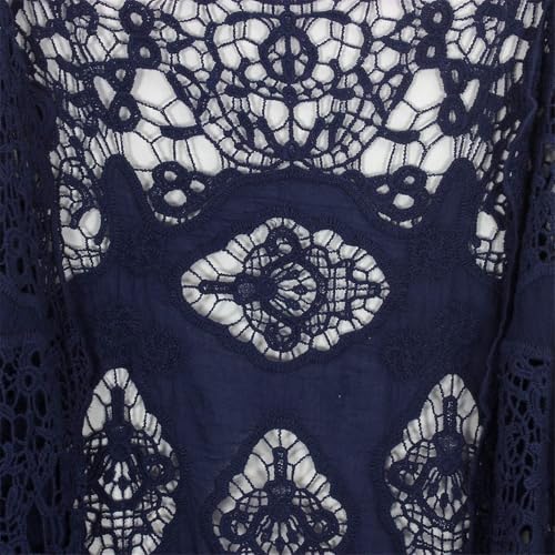 Image of Women's Floral Crochet Vest Hollow Out Open Front Vintage Boho Lace Button Sleeveless Crochet Cardigan