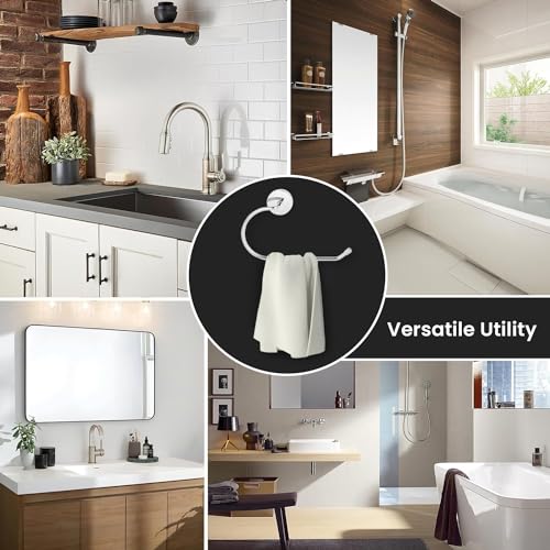 Image of Zureni Stainless Steel Towel Ring for Wash Basin Napkin Holder and Hand Towels Hanger Bathroom Accessories Home & Kitchen (Pack of 1, Half Oval Shape)