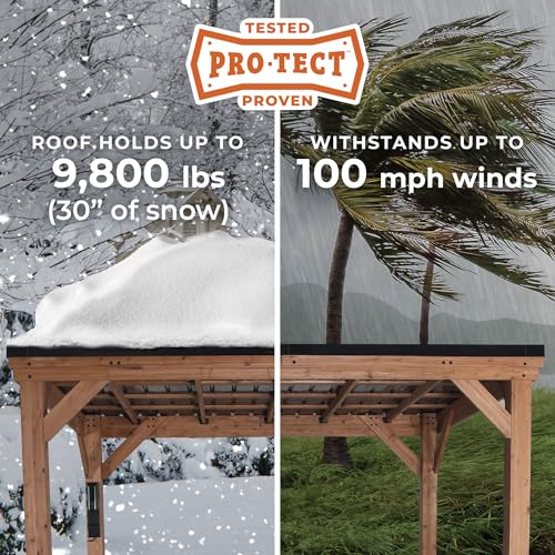 Backyard Discovery Arcadia 20' x 9.5' Cedar Wood Outdoor Gazebo Pavilion with Hardtop Galvanized Steel Slope Roof, Snow Support, Wind Resistance, PowerPort, Shade for Garden, Patio, Deck, Entertaining - image 4