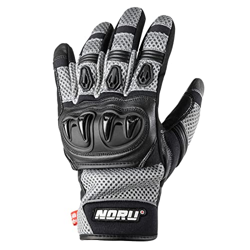 Noru Kiryu Leather Motorcycle Glove- Lightweight Breathable Design with Knuckle Protection, Touchscreen Compatibility