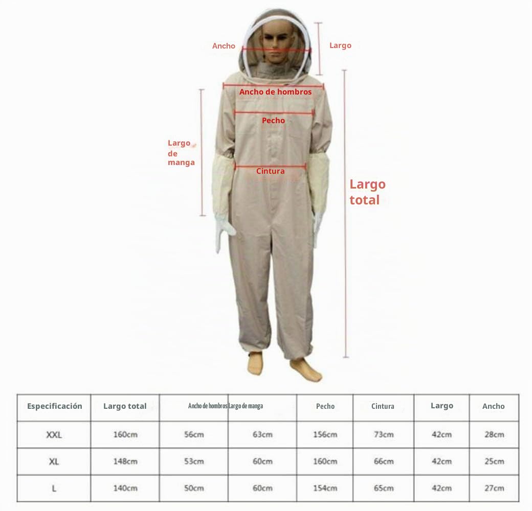 LTBEE Mono Profesional de Apicultor Traje de Apicultura Marrón Traje Espacial con Velo Autoportante para Apicultores Incluye Guantes Protectores