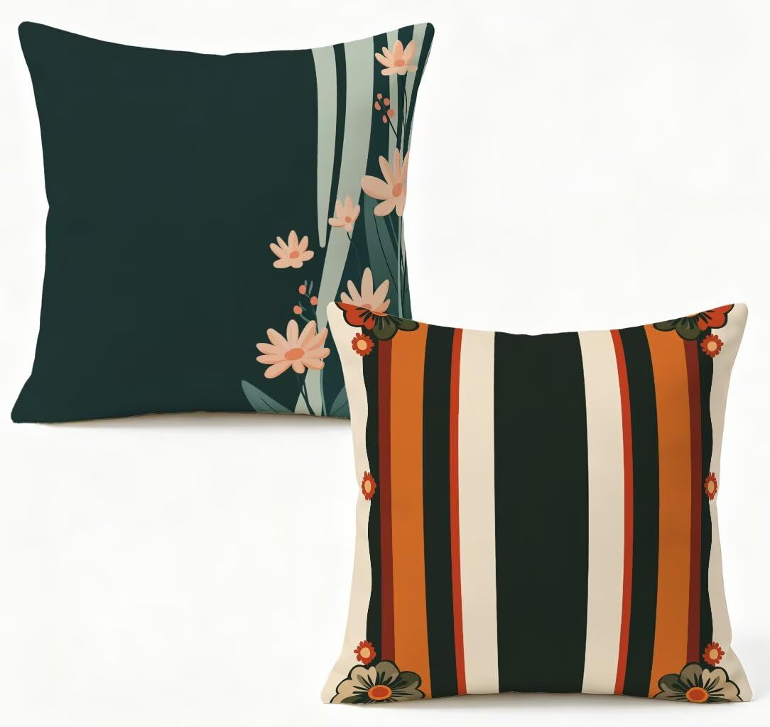 Housse coussin 50x50 cm fleur lot de 2 pour jardin et lit
