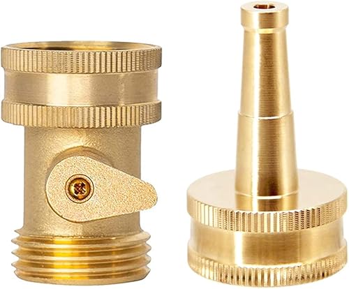 Joywayus Boquilla de chorro de alta presión de latón resistente con juego de válvula de cierre 3/4 "conector GHT para manguera de agua de jardín