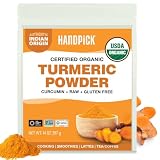 HANDPICK Organic Turmeric Powder with Curucmin(14oz)100% Pure, Natural