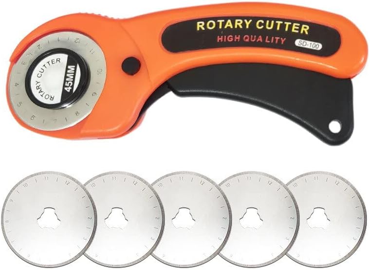 45mm Rotary Cutter Leather Cutting Tool Fabric Cutter Circular Blade - (Color: 1 knife and 1 blade)