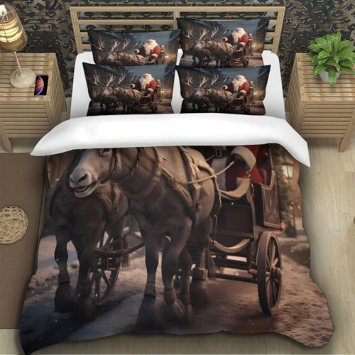 Housse de couette Père Noël 135x200 en microfibres pour lit enfant