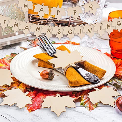 48 Pieces Wooden Maple Leaf Cutouts Wood Maple Leaves Shaped Hanging Ornaments With Hole Hemp Ropes Unfinished Diy Crafts Gift Tags For Fall Harvest Thanksgiving Halloween Party Decoration Supplies  #TOP6