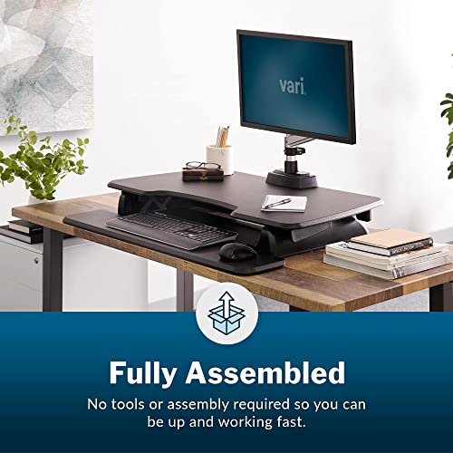 Vari - Varidesk Essential 36 - Two-Tier Standing Desk Converter For Monitor & Accessories - Height Adjustable Sit Stand Desk - Fully Assembled Monitor Riser For Home Office - 36" Wide, Black #TOP4