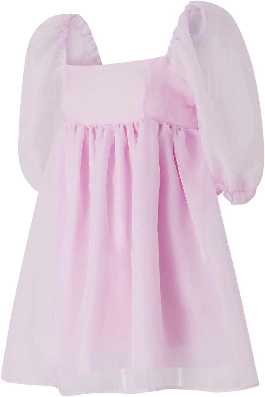 Women Off Shoulder Puff Sleeve Tulle Dress Square Neck Fairy Mini Dress Tie Dye Princess Party Prom Wedding Dress