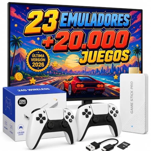 Genérico Consola Retro Pro PLUS Vers. 2026 con 2 Mandos Sin Cables | 23 Plataformas y Miles de Títulos | 2 Gamepads Blancos Wireless | Videoconsola Arcade Juegos Clásicos Pincho Stick HDMI TV Tele Genérico Consola Retro Pro PLUS Vers. 2026 con 2 Mandos Sin Cables | 23 Plataformas y Miles de Títulos | 2 Gamepads Blancos Wireless | Videoconsola Arcade Juegos Clásicos Pincho Stick HDMI TV Tele