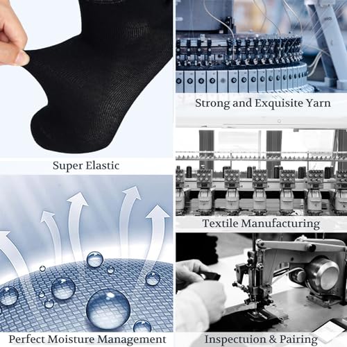Image of +MD Bamboo Viscose Ankle Diabetic Socks for Men & Women, 6 Pairs, Soft Cushioned, Non-Binding Loose Top, Extra Wide